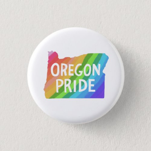 Oregon State Map Illustration RAINBOW PRIDE Button
