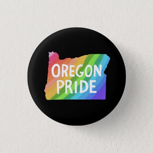 Oregon State Map Illustration RAINBOW PRIDE Button