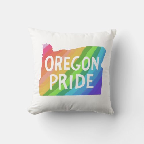 Oregon State Map Illustration RAINBOW PRIDE Throw Pillow