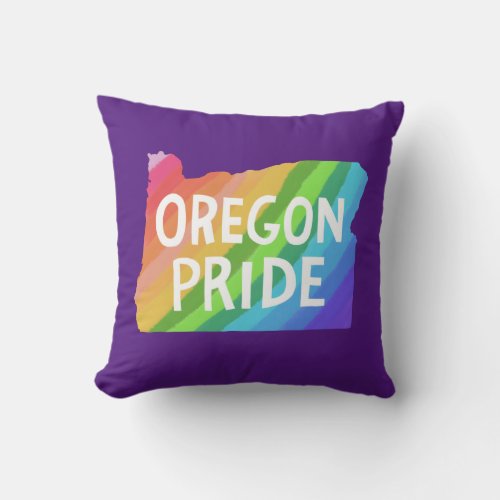 Oregon State Map Illustration RAINBOW PRIDE Throw Pillow