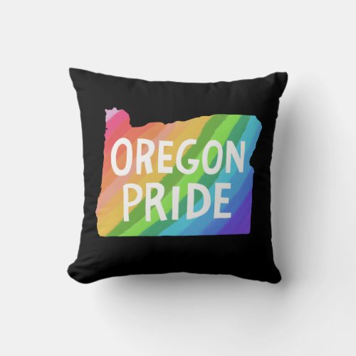 Oregon State Map Illustration RAINBOW PRIDE Throw Pillow