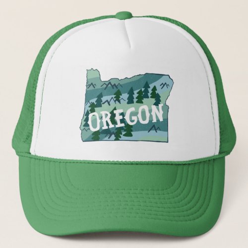 Oregon State Map Illustration Trucker Hat