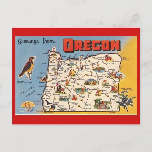 Oregon State Map Postcard