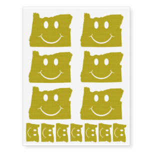 Oregon State Shape Smiley Face Temporary Tattoos