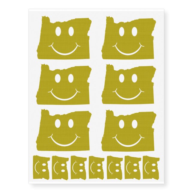 Oregon State Shape Smiley Face Temporary Tattoos (Front)