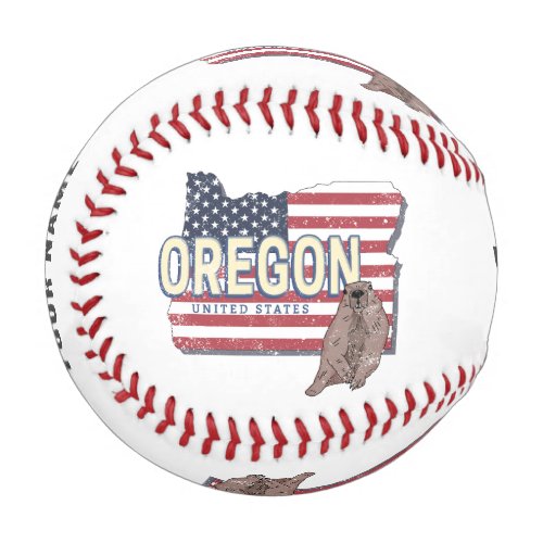 Oregon State United States Retro Map USA Souvenir Baseball