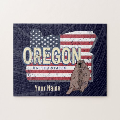 Oregon State United States Retro Map USA Souvenir Jigsaw Puzzle