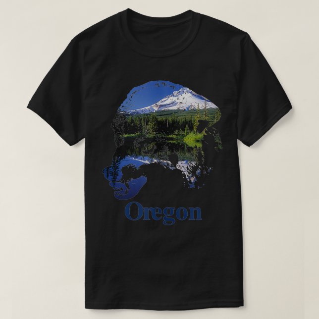 Oregon State Wolf Head Mount Hood  T-Shirt (Design Front)