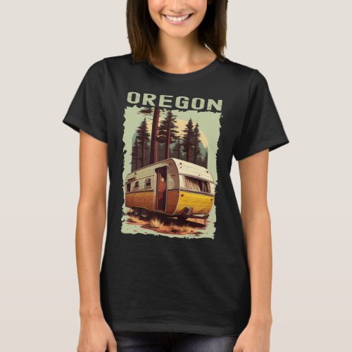Oregon Sunset retro 70s vintage hiking camping T_Shirt