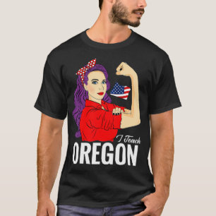 Oregon Teacher USA Flag 4th of July School Red For T-Shirt