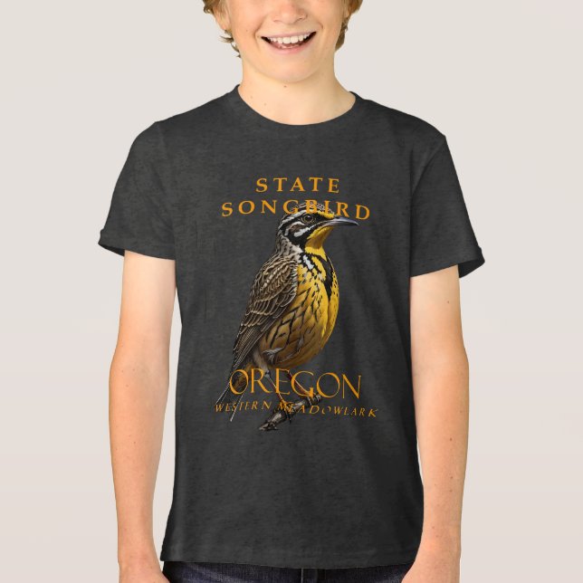 Oregon Territory Songbird The Western Meadowlark Tri-Blend Shirt (Front)