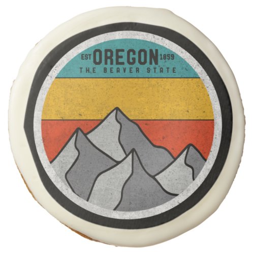 Oregon The Beaver State Vintage Mountain Souvenir Sugar Cookie