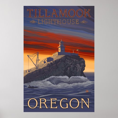 Oregon _ Tillamook Lighthouse Vintage Travel Poste Poster