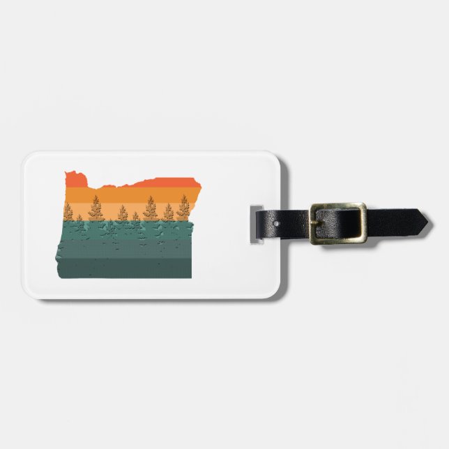 Oregon Tree Silhouette Luggage Tag (Front Horizontal)