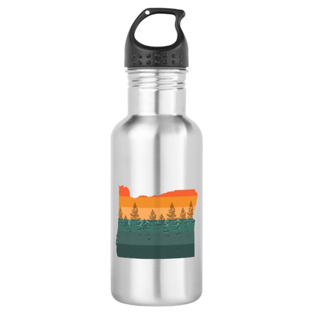 Oregon Tree Silhouette Stainless Steel Water Bottle (Front)