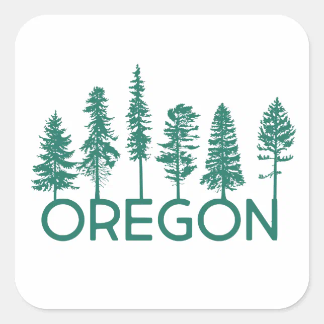 Oregon Trees Square Sticker | Zazzle