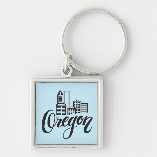 Oregon Typography Design Keychain (Front)