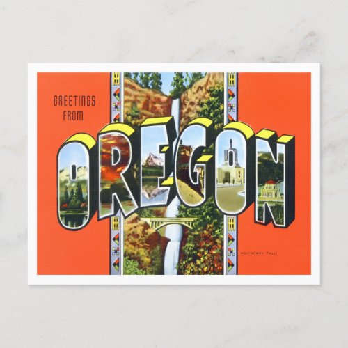 Oregon Vintage Big Letters Postcard