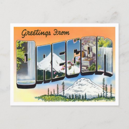 Oregon Vintage Big Letters Postcard