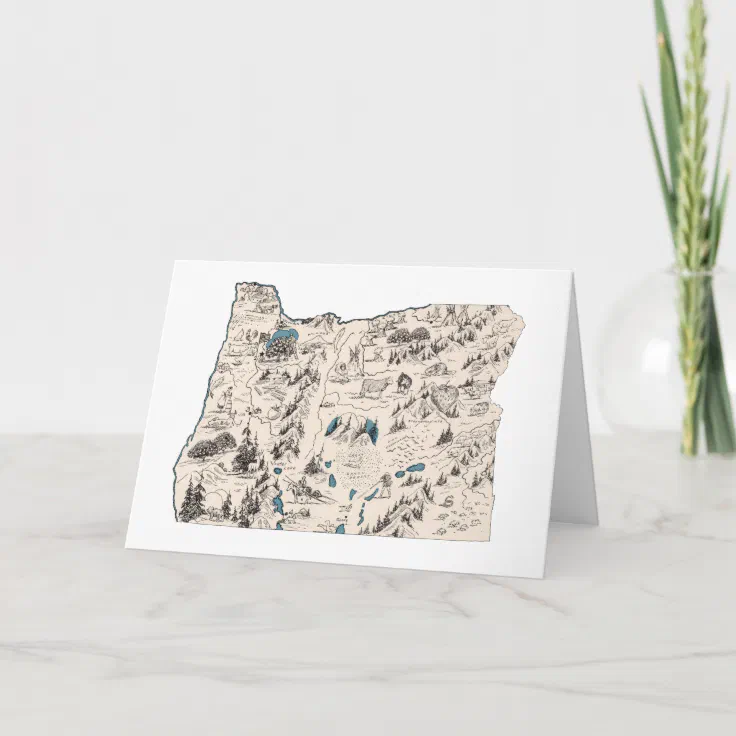 Oregon Vintage Picture Map Greeting Card Zazzle