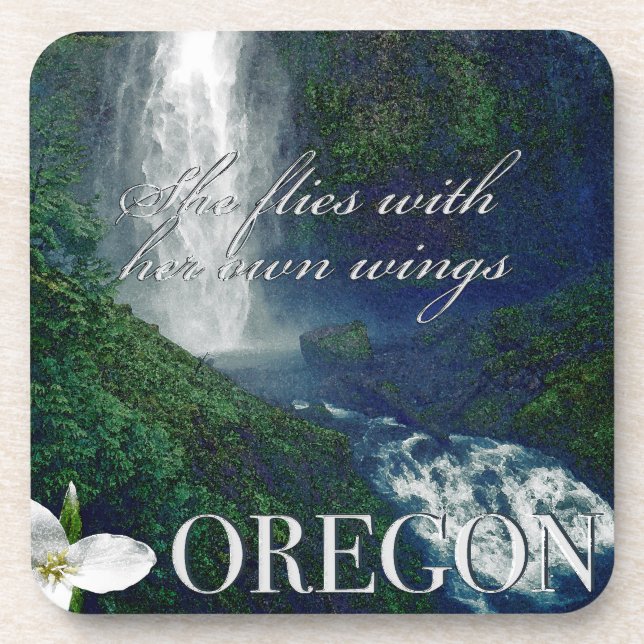 Oregon Waterfall Poster Beverage Coaster (Front)