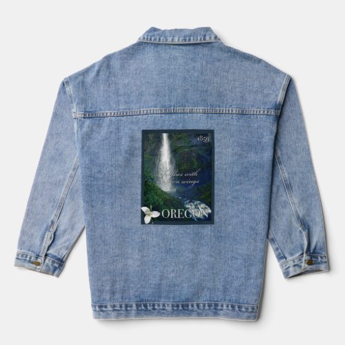 Oregon Waterfall Poster Denim Jacket