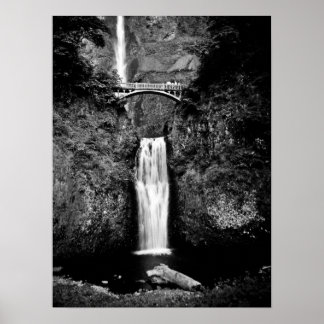 Oregon Waterfalls (Black and White) Poster