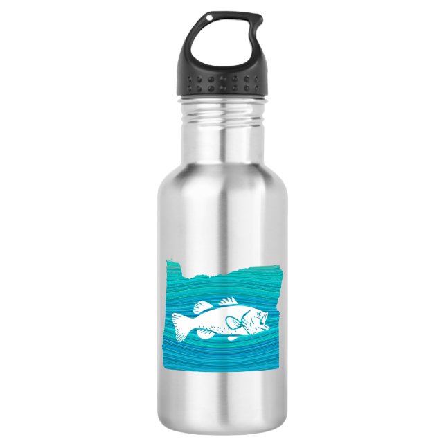 Oregon Wave Fishing Stainless Steel Water Bottle (Front)