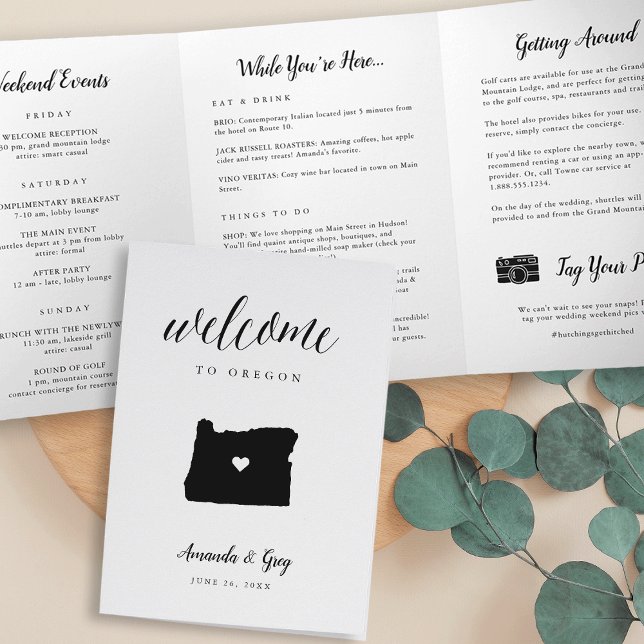 Oregon Wedding Welcome Letter & Itinerary Tri-Fold Program (Creator Uploaded)