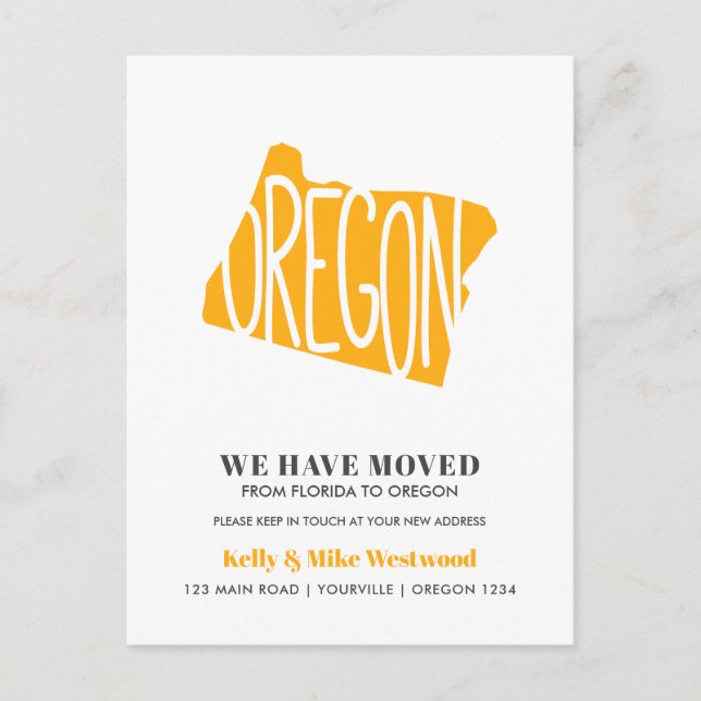 OREGON We've moved New address New Home  Postcard (Front)