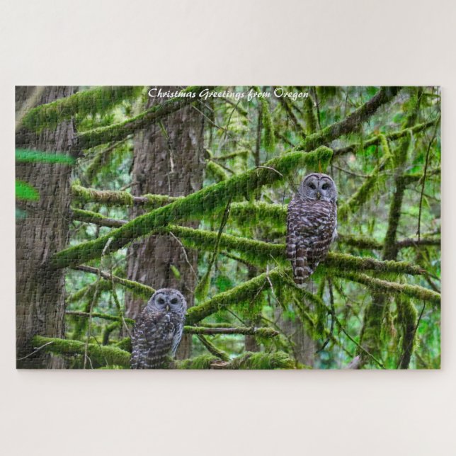 Oregon Wild Owl's.Christmas Greetings Jigsaw Puzzle (Horizontal)