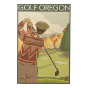 OregonGolf Scene Vintage Travel Poster