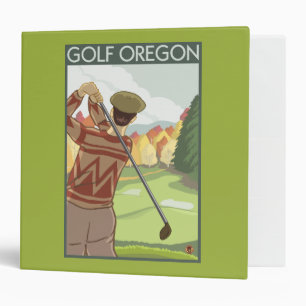 OregonGolf Scene Vintage Travel Poster 3 Ring Binder