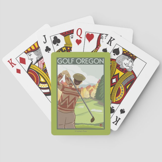 OregonGolf Scene Vintage Travel Poster Poker Cards (Back)