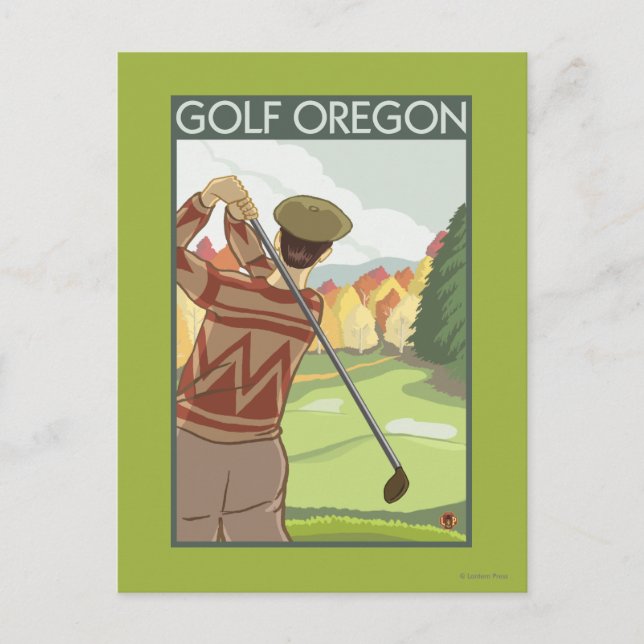 OregonGolf Scene Vintage Travel Poster Postcard (Front)