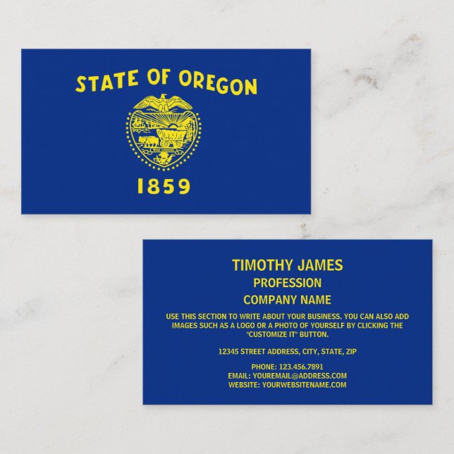 Oregonian Flag, Flag of Oregon Business Card (Front/Back)