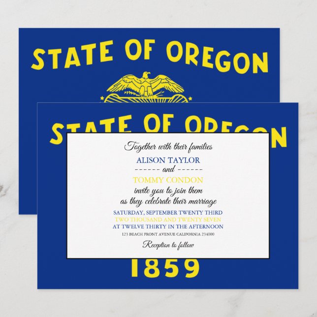 Oregonian Flag, Flag of Oregon Wedding Invitation (Front/Back)
