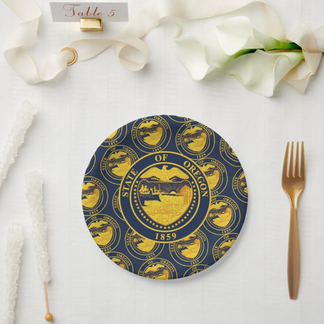 Oregonian Seal, Oregon Paper Plates (Wedding)