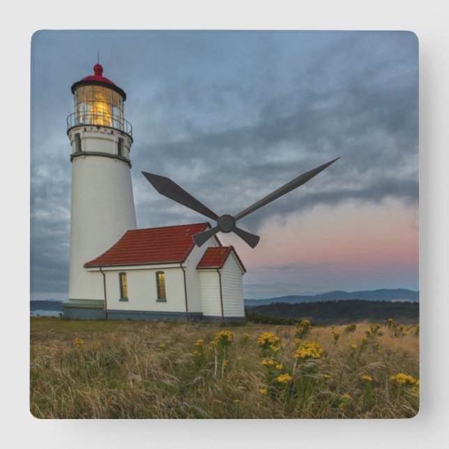 Oregon's oldest lighthouse at Cape Blanco State Square Wall Clock (Front)