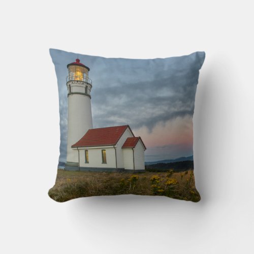 Oregons oldest lighthouse at Cape Blanco State Throw Pillow