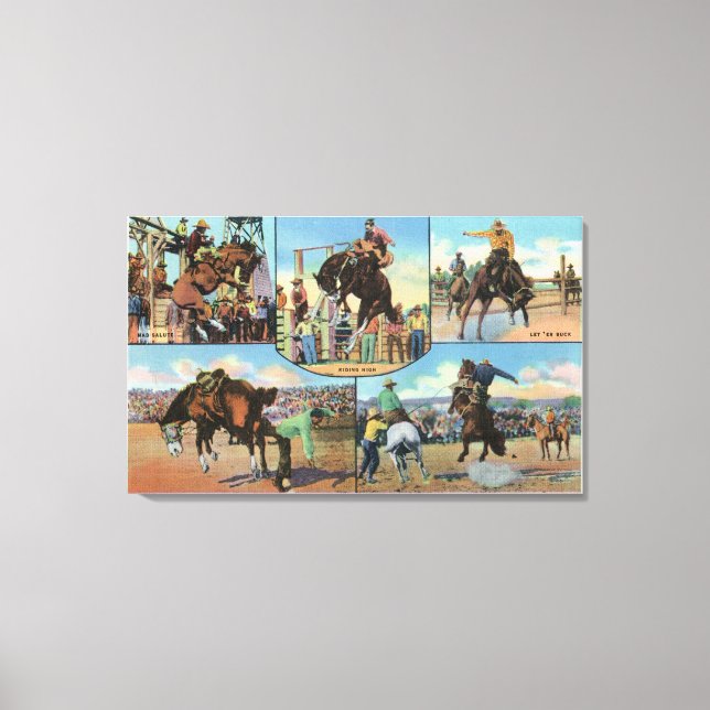OregonScenic Views of Rodeo Bronco Busters Canvas Print (Front)