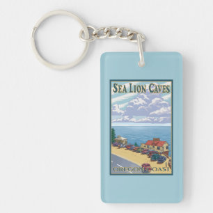 OregonSea Lion Caves Vintage Travel Poster Keychain