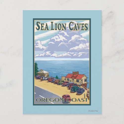 OregonSea Lion Caves Vintage Travel Poster Postcard