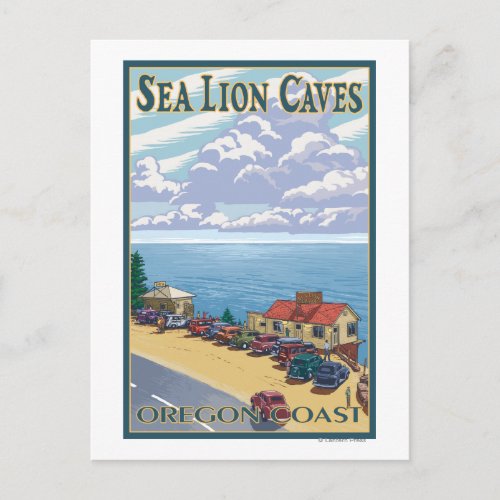 OregonSea Lion Caves Vintage Travel Poster Postcard
