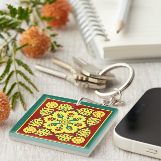 Oreiental Red Yellow Green Ottoman Turkish Tulip Keychain