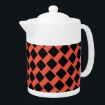Orenge/Red/Black Teapot<br><div class="desc">Two-Tone pattern white</div>