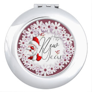 Oreo with papa Noel surrounded by flowers Compact Mirror