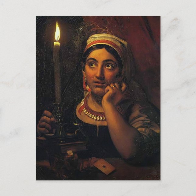 Orest Kiprensky- Fortune-teller with a candle Postcard (Front)