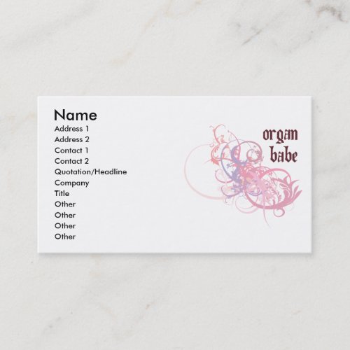 Organ Babe Business Card