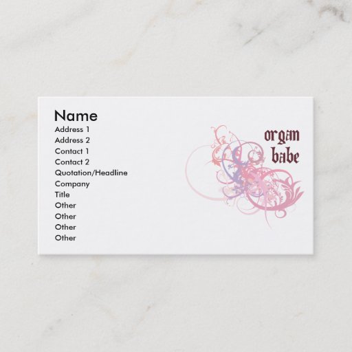 Customizable Organ Babe Business Card
